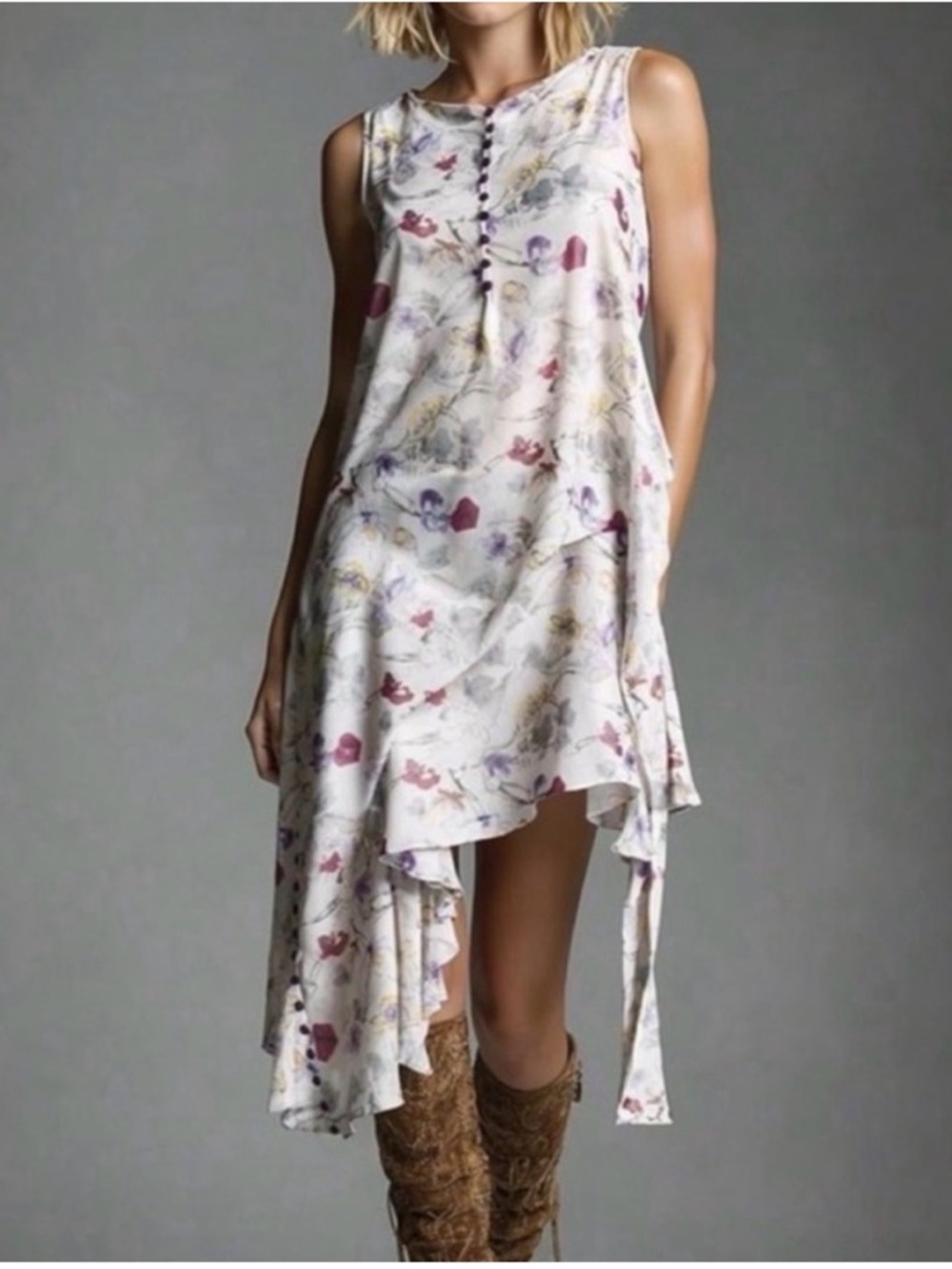 Rare Vintage Chloé Floral Asymmetrical Silk Chiffon Dress - Phoebe Philo Era